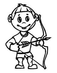 Zodiac signs. Cartoon outline style Hand drawn horoscope Isolated simple vector symbols Coloring page Sagittarius