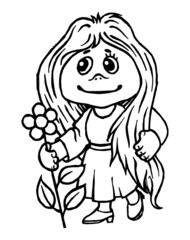 Zodiac signs. Cartoon outline style Hand drawn horoscope Isolated simple vector symbols Coloring page or book Virgo