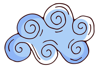 Cute fluffy cloud with round swirls. Sky symbol