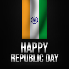 Happy Republic Day India, Abstract Indian Patriotic Background with Waving Flag. National holiday backdrop
