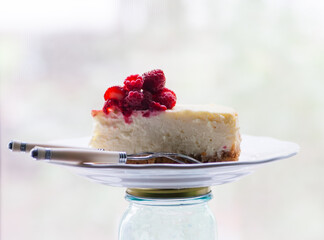 Classic amerikan dessert Cheesecake on big plate.