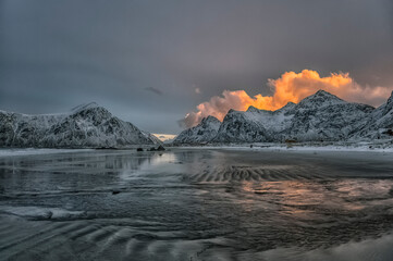 Skagsanden beach in Flakstad municipality, Lofoten islands