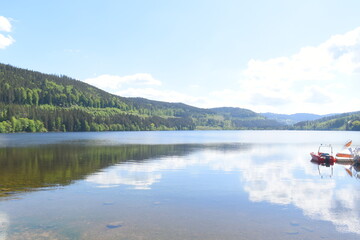 lake Titisee-Neustadt and mountains