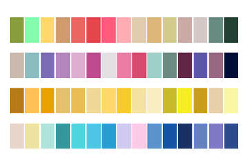 a palette of pastel and bright colors of different colors.
