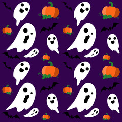 ghost halloween pumpkin pattern illustration 