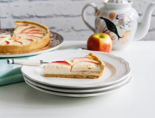 Apple tart on a table.