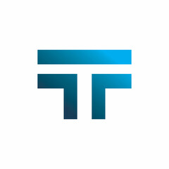 Fototapeta premium initial t letter square blue color line logo design