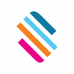 full color strip line initial s letter logo design
