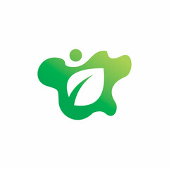 green nature leaf splash fluid logo design