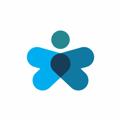 Fototapeta na wymiar blue people community color shape logo design
