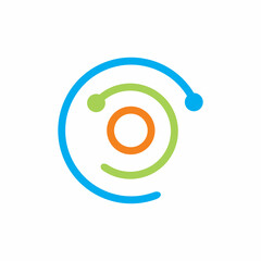 circle digital connect line dot logo design