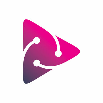 infinity play button arrow logo design