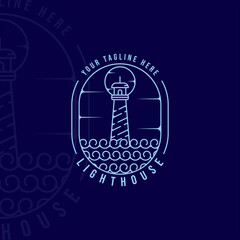 lighthouse logo line art simple minimalist vector illustration template icon graphic design