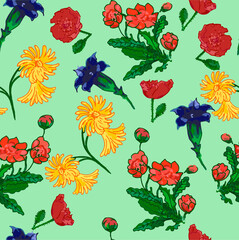 seamless floral pattern of multicolored patterns for the decoration of fabrics and paper decor