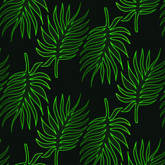 Luxury nature leaves background vector. Floral pattern, Tropical leaf with line arts, jungle plants, Exotic pattern with palm leaves. Vector illustration.