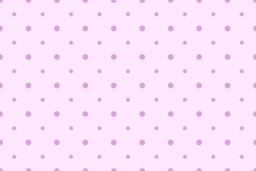 Seamless polkadot pattern with big and small circles. Repeated polka dot ornament with violet dots on light background. Vector illustration. Pattern templates in Swatches panel.