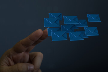 flying email icon and web flying