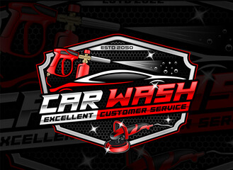Auto detailing and car wash logo for automotive car business - obrazy, fototapety, plakaty