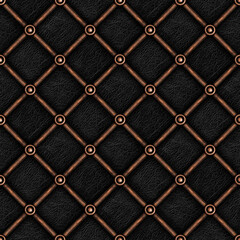 Fototapety  3D illustration seamless black leather texture decorated with wo