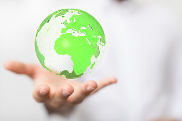 Illustration with bold world map in green color