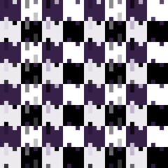 White, black, and purple mosaic checkerboard seamless pattern background. Vector illustration.