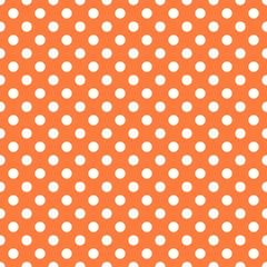 Wall murals Orange Orange and white retro Polka Dot seamless pattern. Vector background.