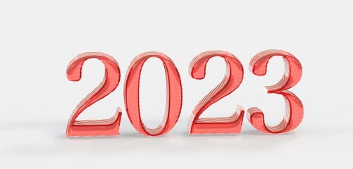 year 2023. 3D illustration numbers isolated white background
