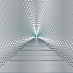 Green and blue triangle Tunnel on a metal background. Vector illustration.