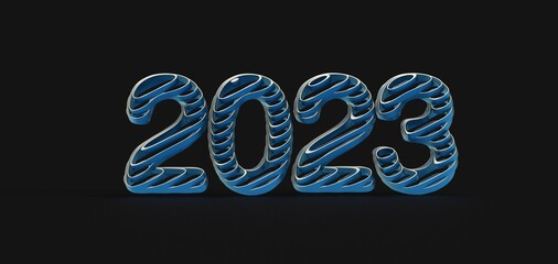 year 2023. 3D illustration numbers isolated white background
