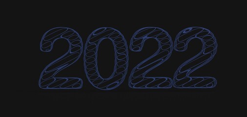 Happy New Year 2022. 3D illustration numbers isolated