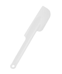 Silicone spatula with wooden handle on white background