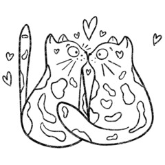 Cute cats illustration. Funny Valentines. Cat love art