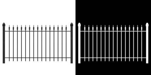 3D rendering illustration of an iron fence
