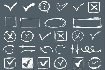 Doodle check mark, Checkmarks, crosses hand drawn.