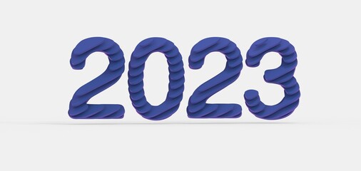 year 2023. 3D illustration numbers isolated white background