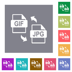 GIF JPG file conversion square flat icons