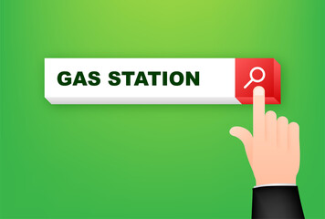 Gas station icon location. Search line. Fuel pump, fuel station location.