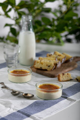 Creme brulee. Traditional French vanilla cream dessert. Burned cream, burnt or Trinity creme. Spanish crema catalana