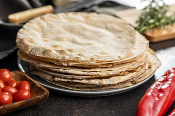 Arabic bread. Flat pita bread.