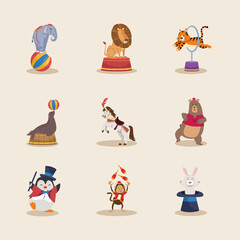 nine animals circus characters © Jemastock