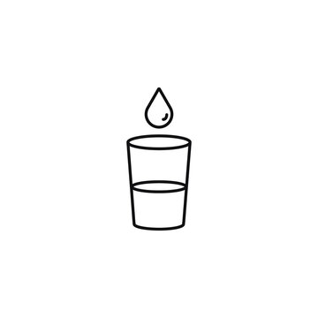 recommend clip art: Glass of water and water drop line icon. linear style sign for mobile concept and web design. Drinking glass and droplet outline icon. Symbol, logo illustration.