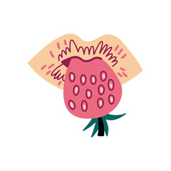 Lips strawberries. Romantic vector hand drawn doodle element
