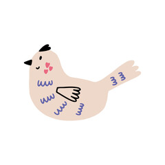 Pigeon of Love. Romantic vector hand drawn doodle element