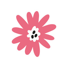 Pink flat flower. Romantic vector hand drawn doodle element