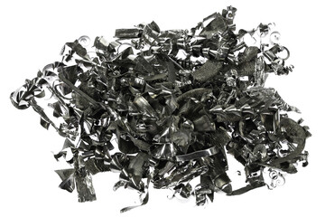 99.9% fine titanium metal shavings isolated on white background