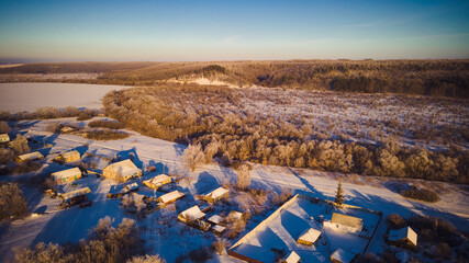 winter panoramas of the Russian village