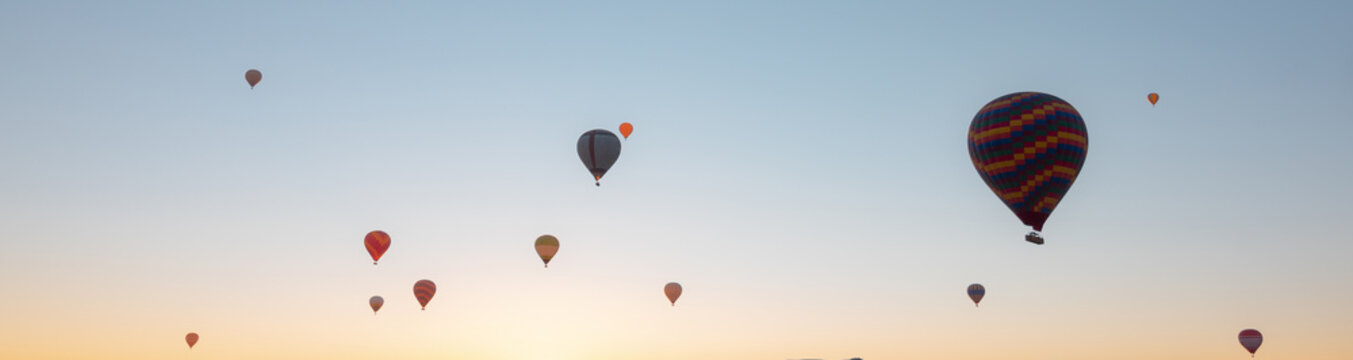 Hot air balloons. Banner photo of hot air balloons in Cappadocia