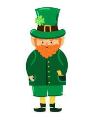 Cute little leprechaun on St. Patrick's Day in costume