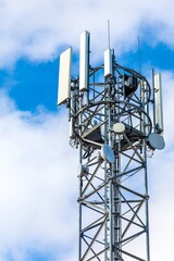 Telecommunication tower of 4G and 5G cellular. Cell Site Base Station. Wireless Communication...