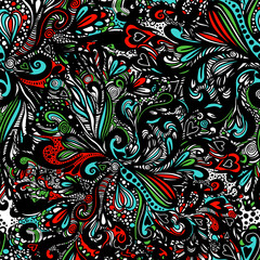 Seamless background from multicolored flowers . Abstract patterns. Vector illustration